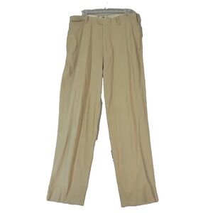Nat Nast pants mens 35 x 34 relaxed straight khaki Tan Beige silk blend preppy
